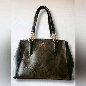 Coach Brown/Black Signature Coated Canvas & Leather Christie Carryall Satchel